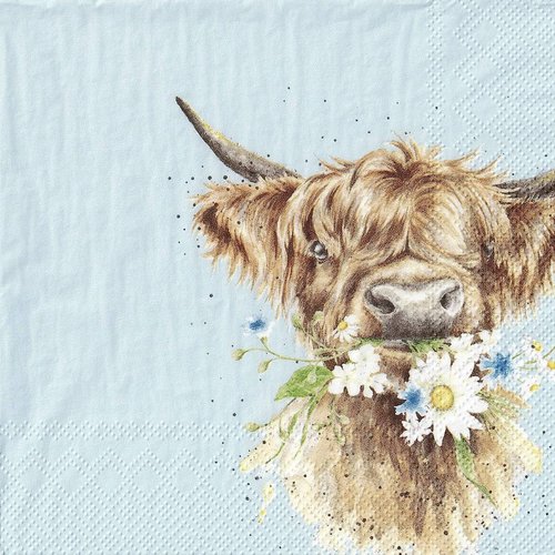 Serviette papier vache aux marguerites