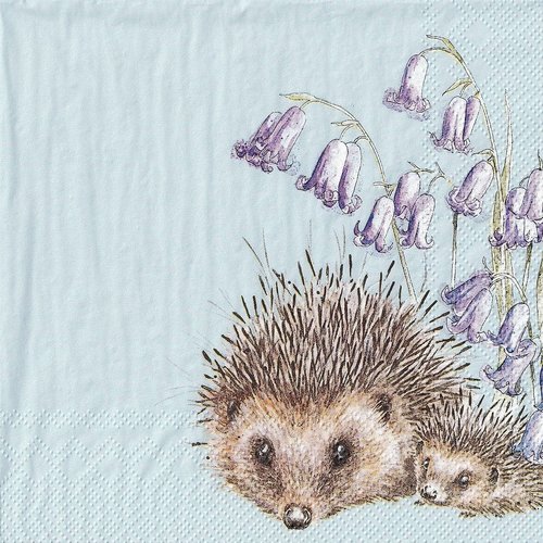 Serviette papier hérissons sous les clochettes