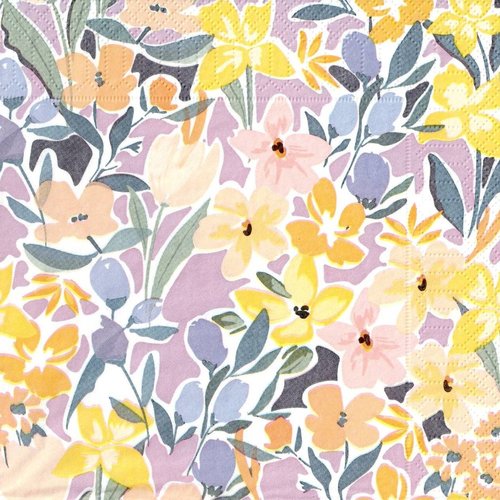 Serviette papier fleurs pastels