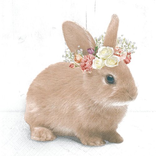 Serviette papier lapin couronne de roses
