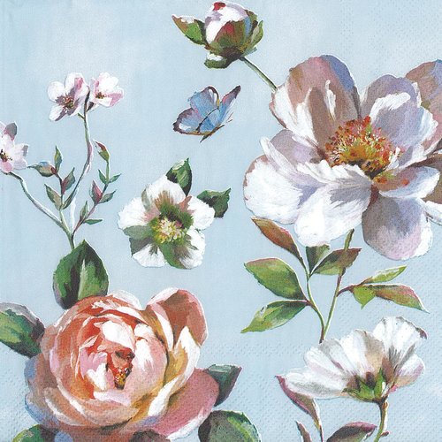 Serviette papier rose lumineuse et papillon