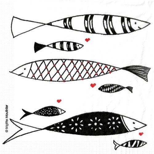 Serviette papier banc de poissons