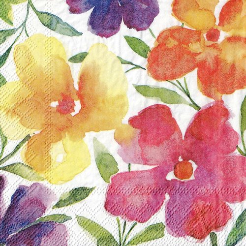 Serviette papier bouquet fleurs pastels