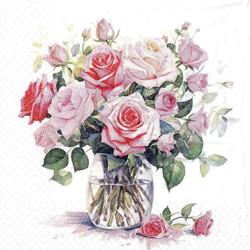 Serviette papier bouquet de roses
