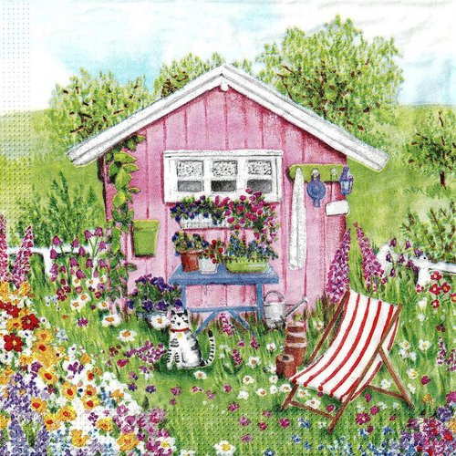 Serviette papier petite cabane de jardin shabby