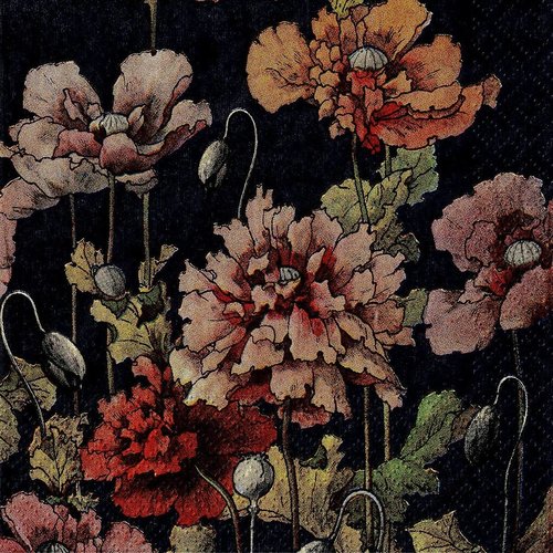 Serviette papier coquelicot fleurs sauvages