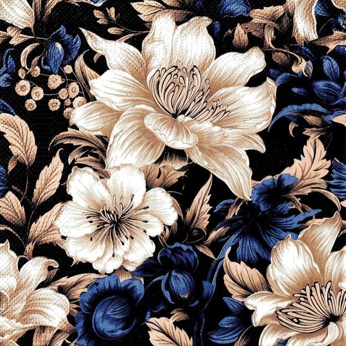 Serviette papier fleur bleue et blanche