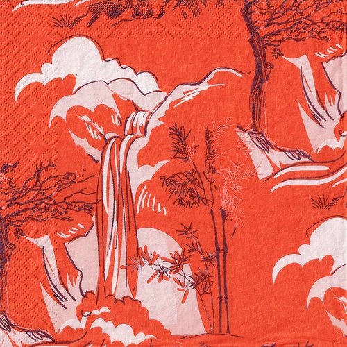 Serviette papier japon paysage de cascade