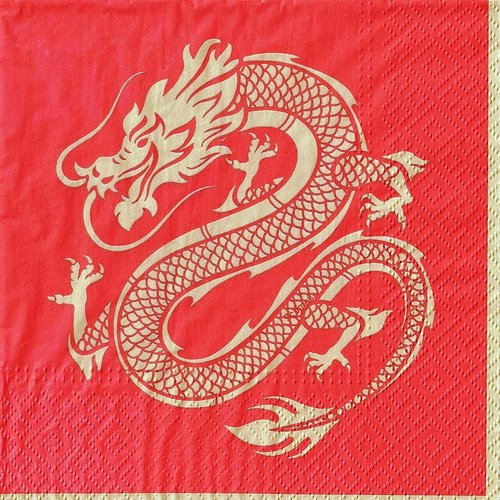 Serviette papier dragon et lanterne chine