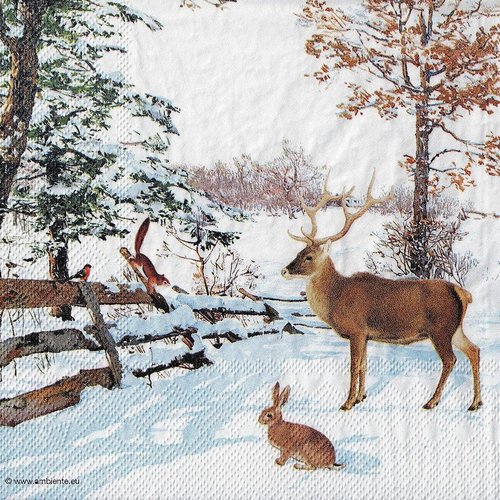 Serviette papier cerf et ecureuil