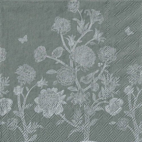 Petite serviette 25x25 fleur argent
