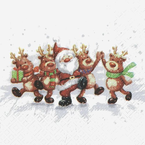 Serviette papier père noel et ses renes