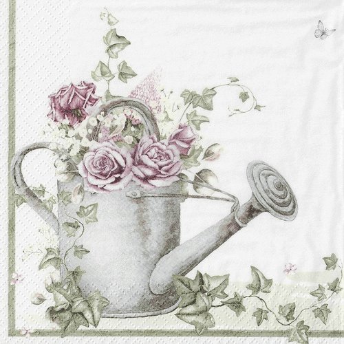 Serviette papier lanterne et pot de roses