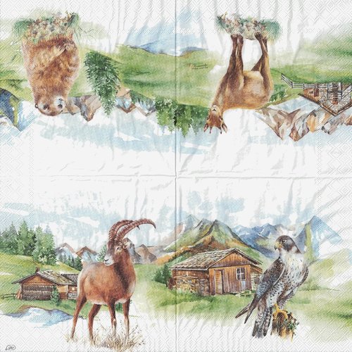 Petite serviette 25x25 animaux des montagnes marmotte