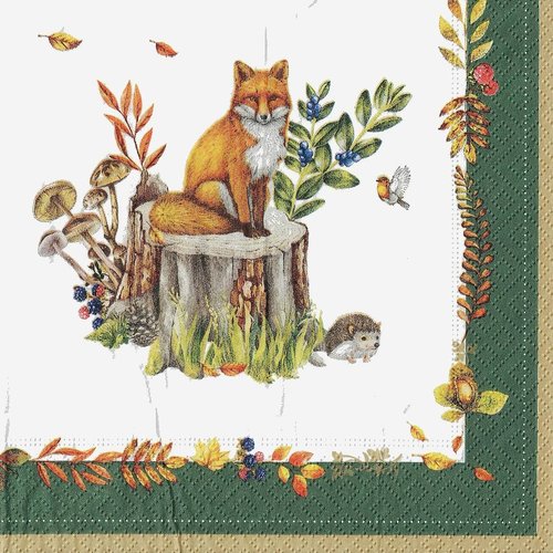 Serviette papier renard et faon