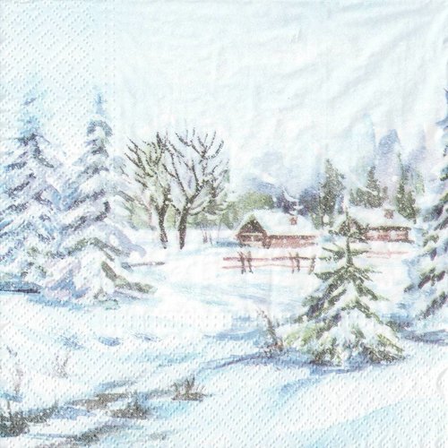 Serviette papier chalet en hiver