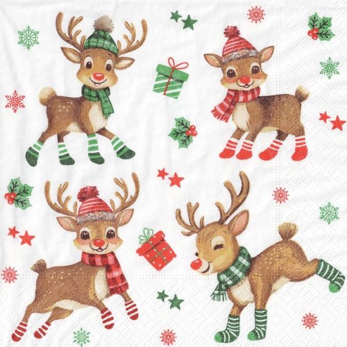 Serviette papier rennes du père-noel