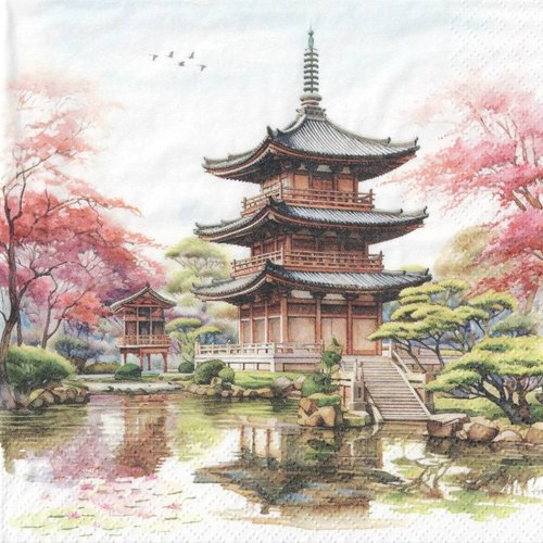 Serviette papier pagode jardin japonais