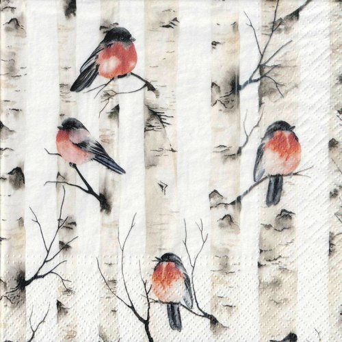 Serviette papier rouge gorge dans les arbres