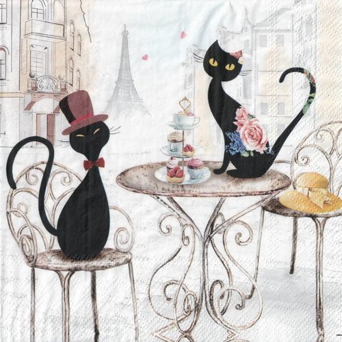 Serviette papier les chats à paris