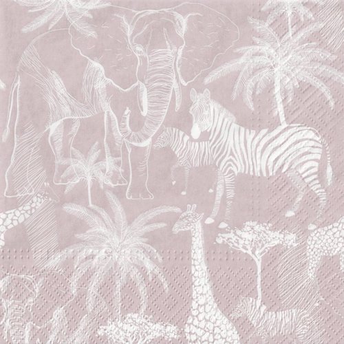 Serviette papier eléphant, zèbre, girafe, afrique