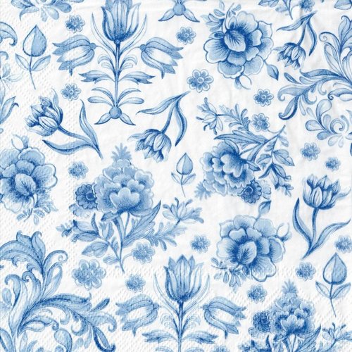 Serviette papier toile de jouy fleurs bleues