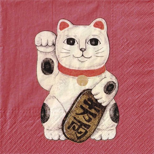 Serviette papier petit chat nouvel an chinois maneki