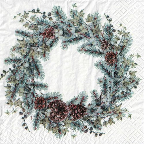 Serviette papier couronne de noël sapin pomme de pin