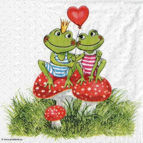 Serviette papier grenouilles amoureuses