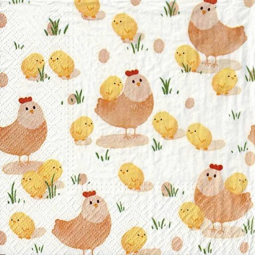 Serviette papier poule et poussin de paques