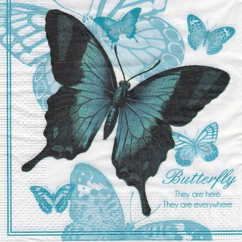 Serviette butterfly they are here bleu