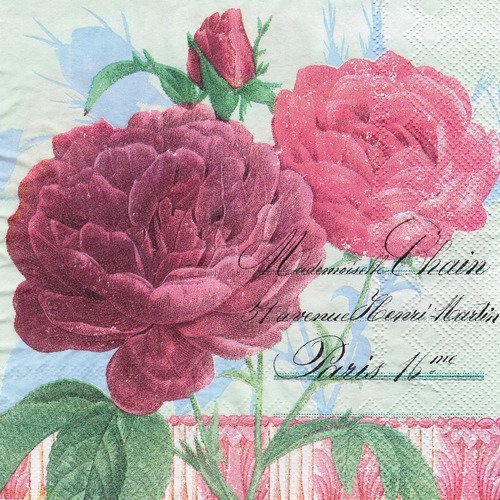 Serviette rose ancienne carte postale melle chain paris 
