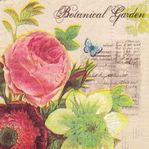 Serviette rose et papillon botanical garden 