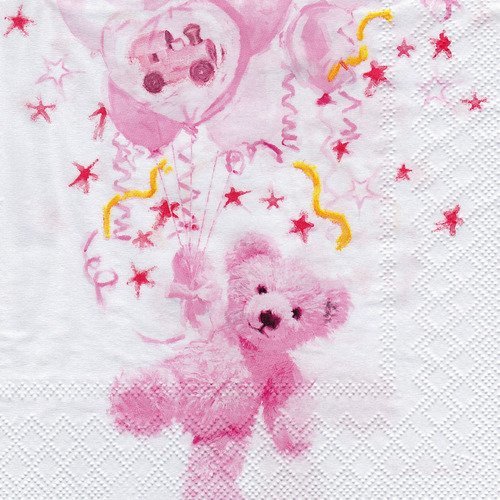 1 Serviette en papier Bébé - Baby - Naissance - Fond Rose - Ref 455