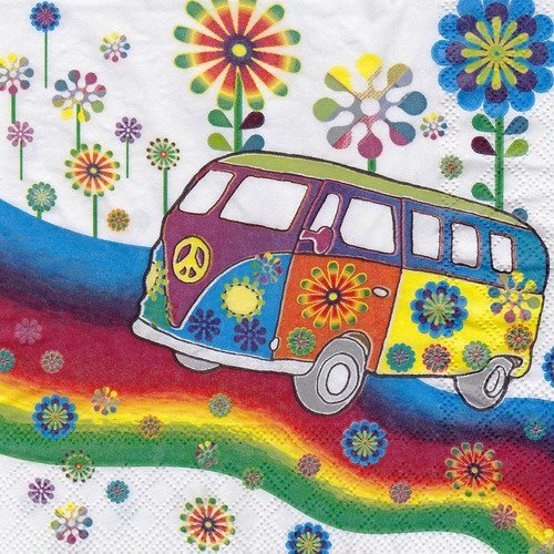 Serviette bus bully combi vw funny love and peace