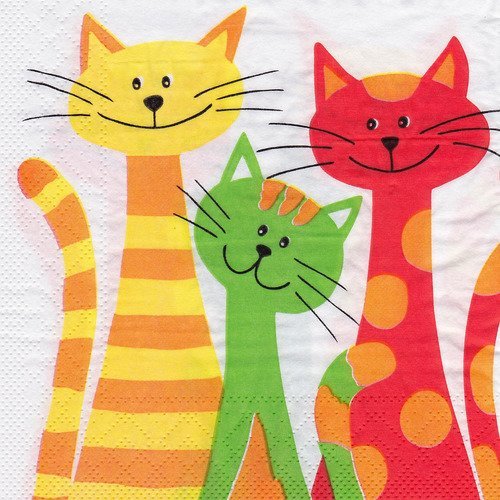 Serviette les chats zanimos multicolors