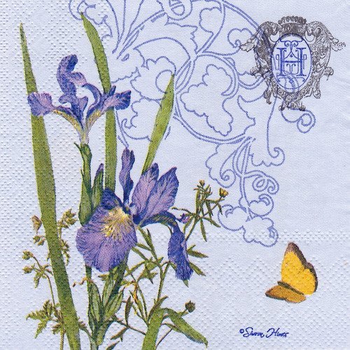 Petite serviette 25x25 fleur de lis iris pseudacorus
