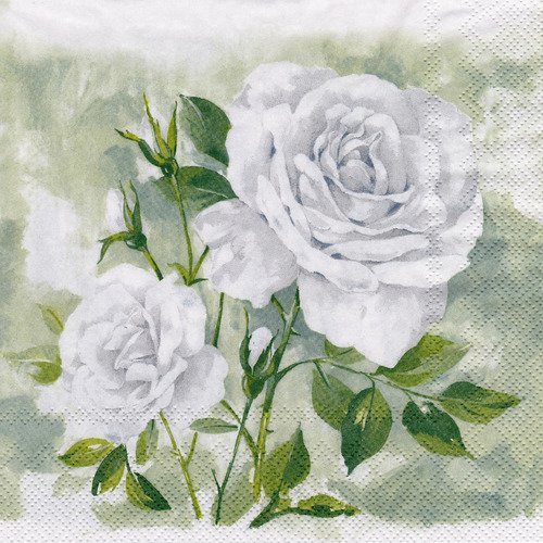 Serviette aquarelle rose blanche