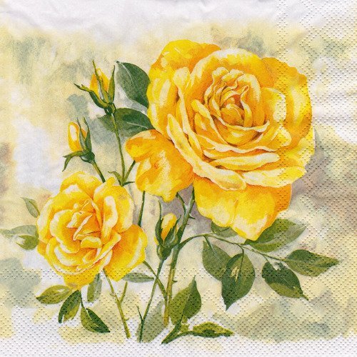 Serviette aquarelle rose jaune