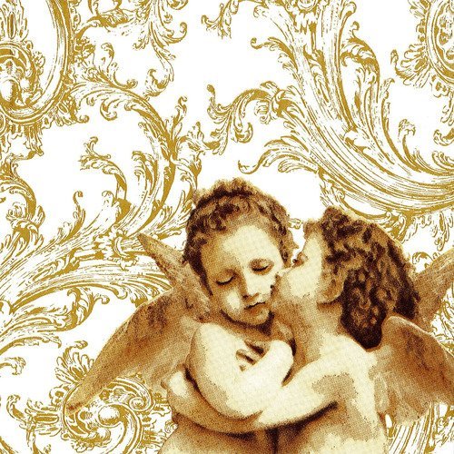 Serviette papier les petits anges décor baroque 