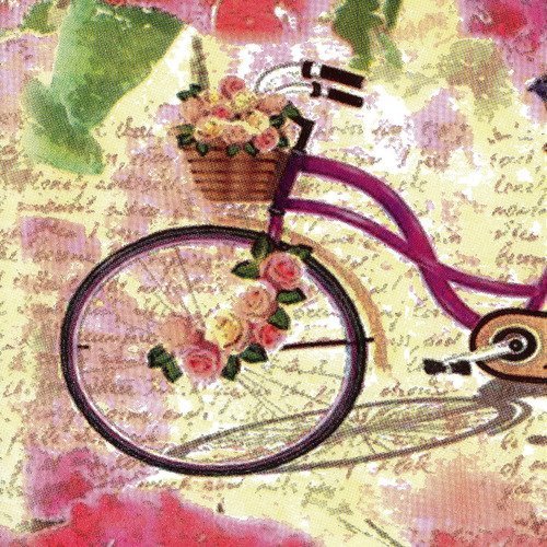 Serviette vélo fleuri de roses 