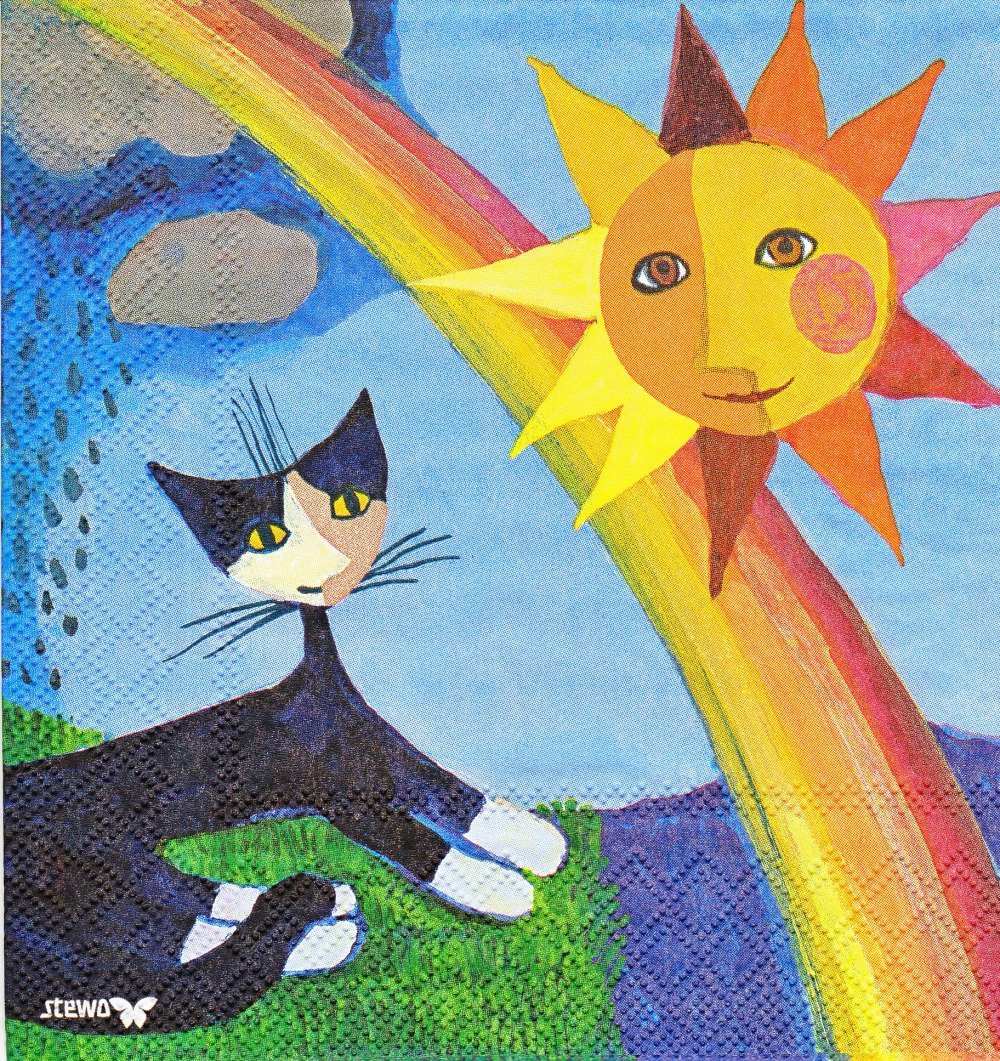 Serviette chat rosina wachtmeister soleil et arc en ciel - Un grand marché
