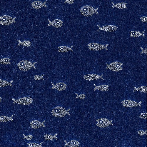 Serviette banc de petits poissons bleus