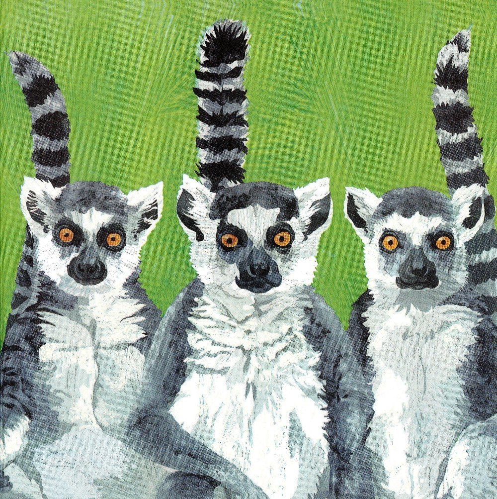 2 Serviettes en papier Lémuriens Decoupage Paper Napkins Lemur Amigos 