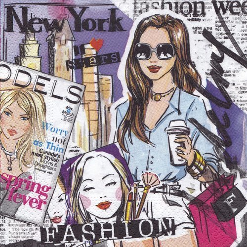 Serviette fashion week models new york mode jeune femme 