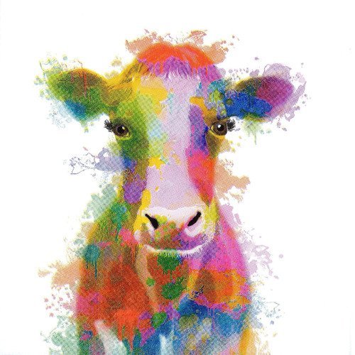 Serviette vache multicolore aquarelle