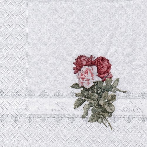 Serviette roses sur ruban de lettres 