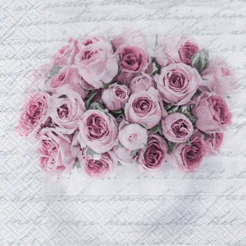 Serviette rétro bouquet de rose sur lettre d'amour 
