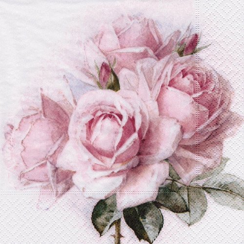 Serviette portrait de rose pastel bouquet de mariée