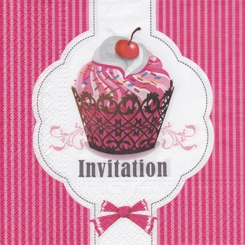 Serviette cup cake invitation cerise invitation
